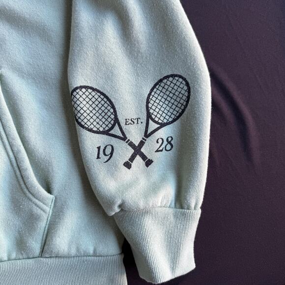 Disney Mickey Mouse Hoodie Mens Medium Sage Green Tennis Graphic 1928 Pullover - Picture 4 of 8